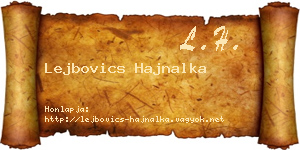 Lejbovics Hajnalka névjegykártya